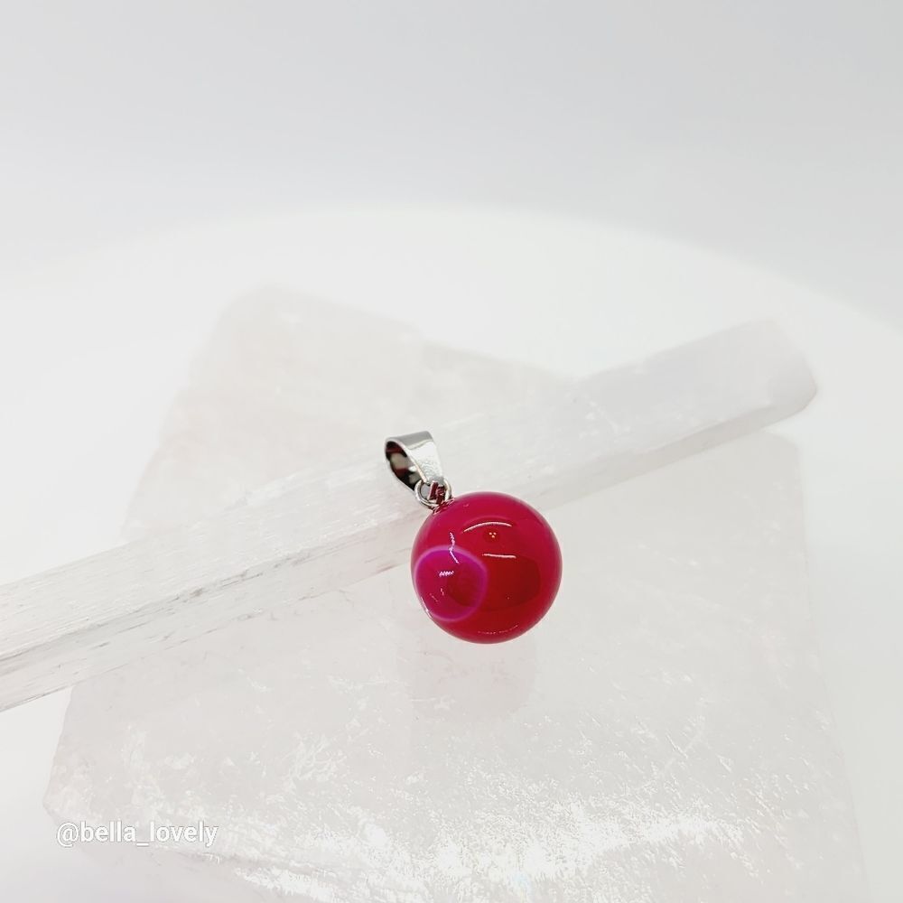 Rose Agate Crystal Stone Ball Pendant Prism Magic Handmade .97" Hippie Healing